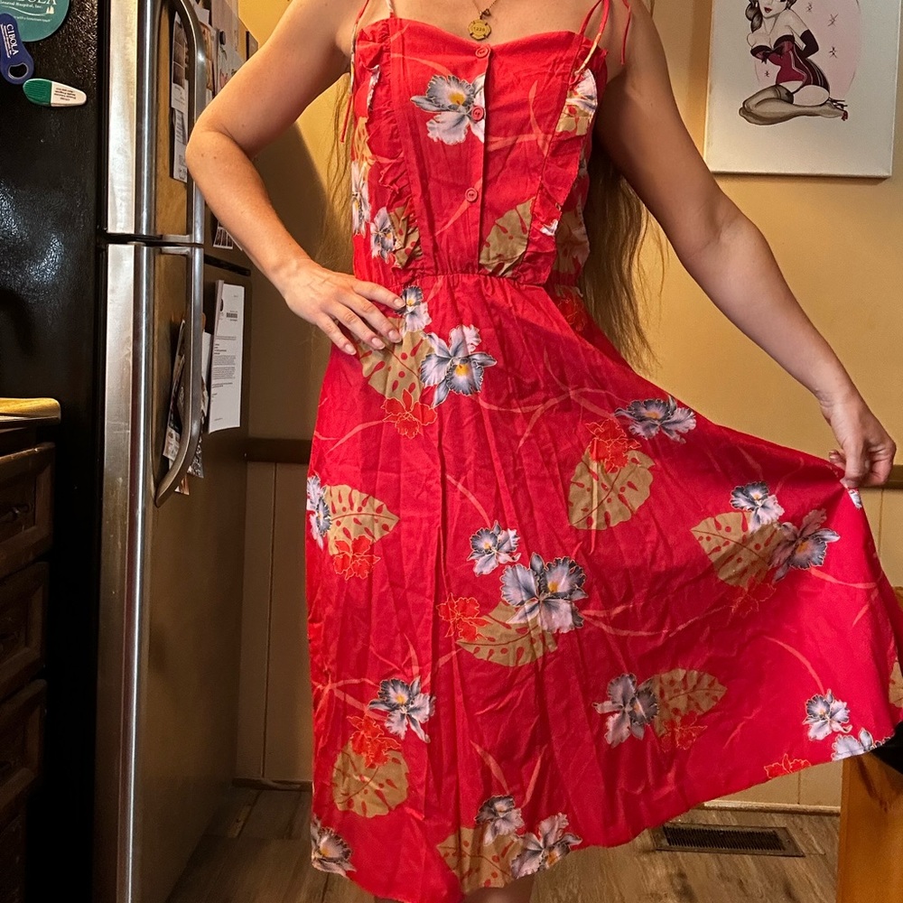 Floral Red Hawaiian Dress